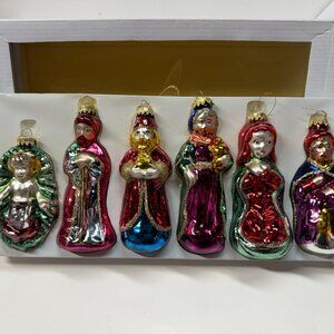 NEW Vintage Glass Nativity Set Christmas Ornaments Baby Jesus Wise Men Mary